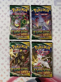 2021 Pokemon Evolving Skies Booster Complete Art Set (4 Packs) FACTORY SEALED - Image 1