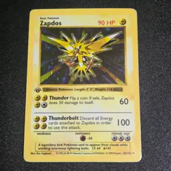 Pokemon TCG Base Set (Shadowless) First Edition Zapdos (16/102) Moderate Played - Image 1