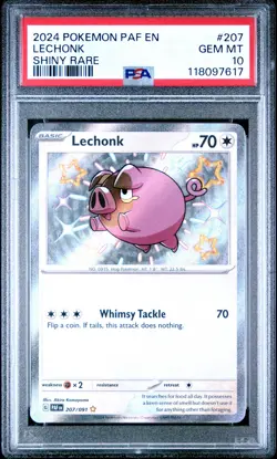 2024 POKEMON PAF EN-PALDEAN FATES SHINY RARE #207 LECHONK PSA 10 - Image 1