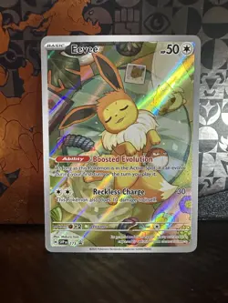 READ damaged Pokemon Eevee TCG Card Holo Basic Boosted Evolution Promo - Image 1