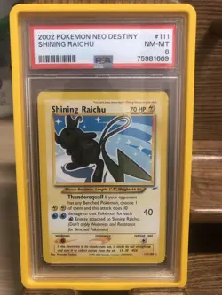 2002 POKEMON NEO DESTINY SHINING RAICHU CARD#111 PSA 8 NM-MT - Image 1