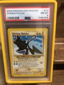 2002 POKEMON NEO DESTINY SHINING RAICHU CARD#111 PSA 8 NM-MT - Image 2