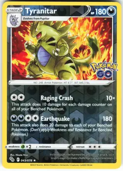 Tyranitar 043/078 Pokemon Pokemon GO Reverse Holo Holo Rare NM - Image 1