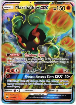 Marshadow GX 80/147 Pokemon SM - Burning Shadows Holo Ultra Rare NM - Image 1