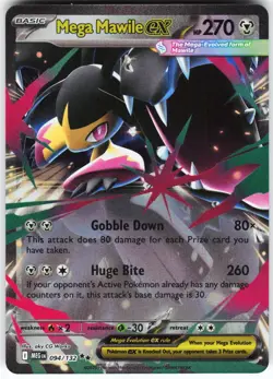 Mega Mawile ex - 094/132 Pokemon ME01: Mega Evolution Holo Double Rare NM - Image 1