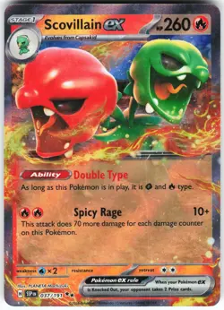 Scovillain ex - 037/191 Pokemon SV08: Surging Sparks Holo Double Rare NM - Image 1