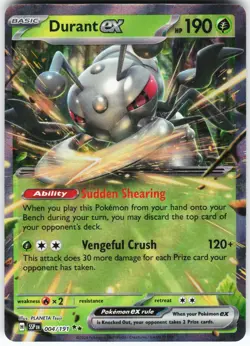 Durant ex - 004/191 Pokemon SV08: Surging Sparks Holo Double Rare NM - Image 1