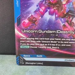 Unicorn Gundam Destroy Mode GD01-002 LR Foil Newtype Rising Card Game RX-0 NM - Image 4