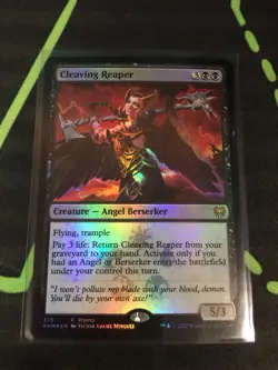 MTG Magic The Gathering Cleaving Reaper Foil Promo Angel Black Commander - Image 1