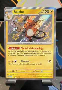Pokemon TCG Raichu Scarlet & Violet: Paldean Fates 132/091 Holo Shiny Rare - Image 1