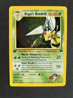 KOGA’S BEEDRILL Pokemon Card - WOTC - 1st Edition - Gym Challenge - 9/132 NM - Image 1