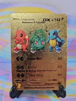 Pokemon Fan Art Card | Charmander, Bulbasaur & Squirtle SV107/SV122 Gold Color - Image 1