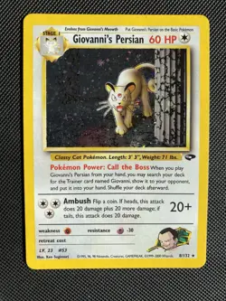 Giovanni's Persian - 8/132 Gym Challenge Unlimited Holo Rare Pokemon - NM - Image 1