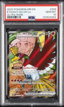 2025 POKEMON DRI EN-DESTINED RIVALS ULTRA RARE #209 ETHAN'S HO-OH EX PSA 10 - Image 1