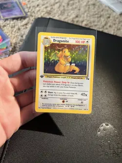 Pokemon TCG Dragonite First Edition Fossil Holo Rare 4/62 LP - Image 1