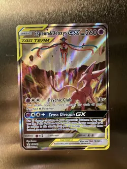 Espeon & Deoxys GX SM240 Black Star Promo Holo - TAG TEAM Pokemon Card NM - Image 1