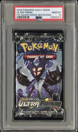 PSA 10 Ultra Prism Booster Pack Dawn Wings Necrozma Artwork 2018 Pokemon Cards - Image 1