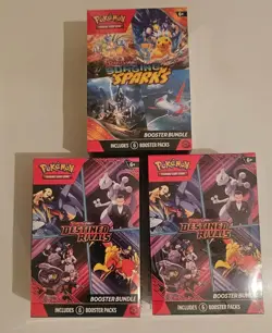 LOT OF 2 Pokemon TCG Destined Rivals And 1 Surging Sparks Booster Bundles - Image 1