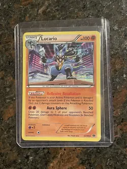 Pokemon TCG Lucario Next Destinies 64/99 Holo Rare Heavily Played - Image 1