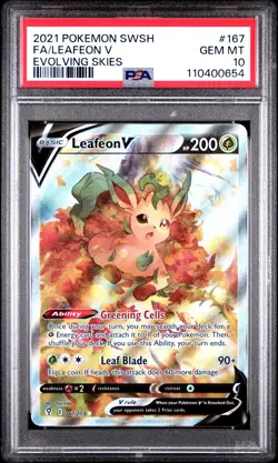 2021 POKEMON SWORD & SHIELD EVOLVING SKIES #167 FULL ART/LEAFEON V PSA 10 - Image 1