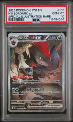 2025 Pokemon JTG Special Illustration Rare N's Zoroark #185/159 ex PSA 10 - Image 1
