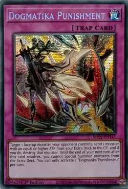 MP21-EN147 DOGMATIKA PUNISHMENT SECRET RARE 1ST EDITION YuGiOh CARD - Image 1