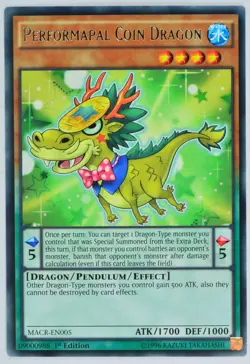 Yugioh Performapal Coin Dragon MACR-EN005 Rare 1st Edition - Image 1