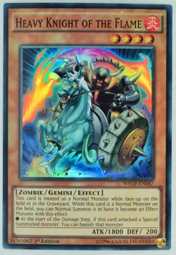 Yugioh Heavy Knight of the Flame WSUP-EN047 Super Rare 1st Edition - Image 1