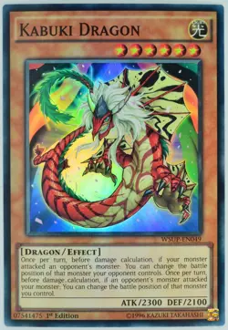 Yugioh Kabuki Dragon WSUP-EN049 Super Rare 1st Edition - Image 1