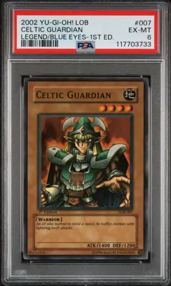 2002 YU-GI-OH! LOB-LEGEND OF BLUE EYES WHITE DRAGON 1ST ED CELTIC GUARDIAN PSA 6 - Image 1