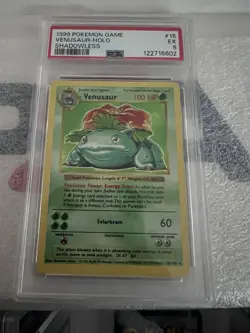 1999 Pokemon Venasaur Holo Shadowless Card #15 PSA Grade 5 Excellent - Image 1