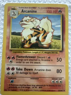 ARCANINE Pokemon Card - WOTC 1st Edition Base Set Shadowless 23/102 MP LP - Image 1
