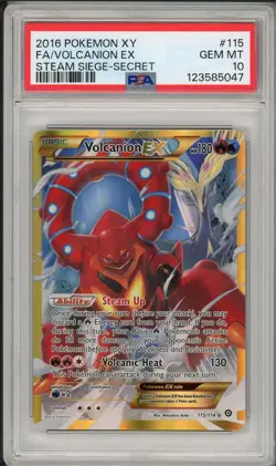 2016 Pokemon XY Steam Siege Volcanion EX Full Art Secret #115 PSA 10 - Image 1