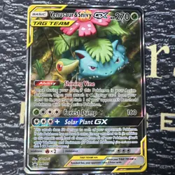 Pokemon Venusaur and Snivy GX SM 229 Full Art Tag Team Promo - Image 1