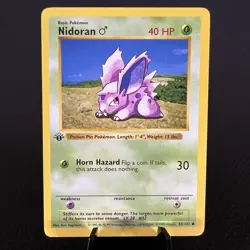 1st Edition Shadowless Nidoran 55/102 Base Set Card LP - Image 1
