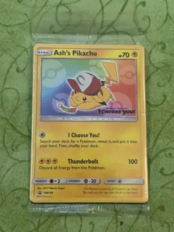 SEALED Ash’s Pikachu TCG SM108 2017 Promo Card Pokemon "I Choose You" One Card - Image 1