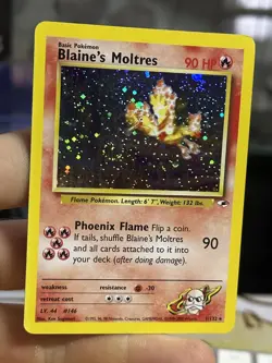 Blaine's Moltres 1/132 Gym Heroes 2000 Holo Rare SWIRL WOTC Pokemon Card TCG - Image 3