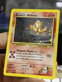 Blaine's Moltres 1/132 Gym Heroes 2000 Holo Rare SWIRL WOTC Pokemon Card TCG - Image 5