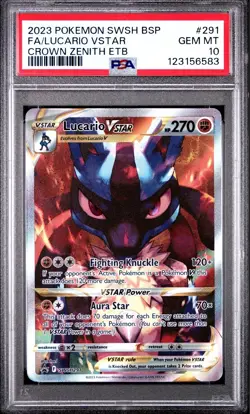 PSA 10 Lucario VSTAR SWSH291 Promo 2023 Pokemon Crown Zenith Elite Trainer Box - Image 1