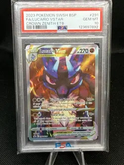 Pokemon Lucario VSTAR Crown Zenith ETB Full Art Promo SWSH291 PSA 10 Gem Mint - Image 1