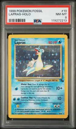 PSA 8 - Lapras 10/62 Fossil Holo Rare Pokemon TCG 1999 - Image 1