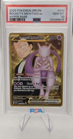 PSA 10 2025 Pokemon DRI EN ROCKET'S MEWTWO EX HYPER RARE #240 - Image 1