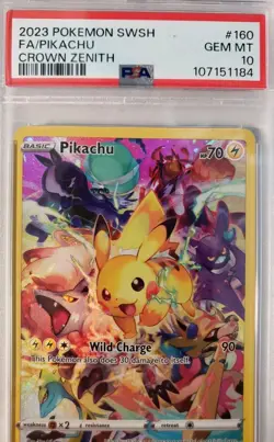 2023 POKEMON SWORD & SHIELD CROWN ZENITH #160 FULL ART/PIKACHU PSA 10 - Image 2