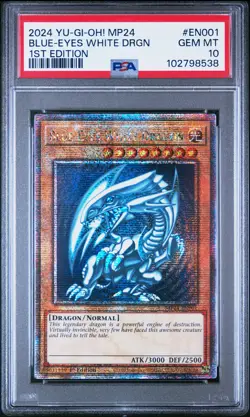 2024 YU-GI-OH! MP24-25TH ANV TIN: DUELING MIRRORS BLUE-EYES WHITE DRAGON PSA 10 - Image 1