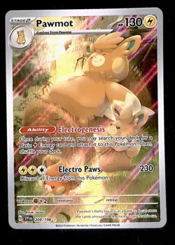 Pawmot Illustration Rare Scarlet & Violet Bae 209/198, NM Pokemon Card - Image 1