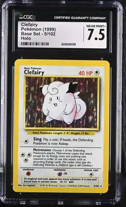 CGC 7.5 Clefairy 1999 Base Set 5/102 Holo Pokemon Card - Image 1