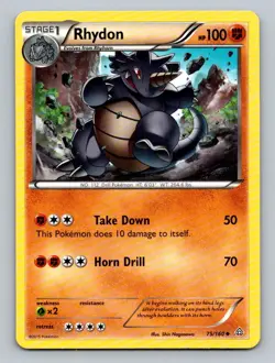 2015 Pokemon Card XY Primal Clash Rhydon 75/160 - Image 1