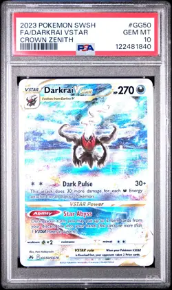 2023 POKEMON SWORD & SHIELD CROWN ZENITH #GG50 FULL ART/DARKRAI VSTAR PSA 10 - Image 1