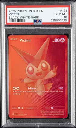 2025 POKEMON BLK EN-BLACK BOLT BLACK WHITE RARE #171 VICTINI PSA 10 - Image 1