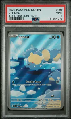 2024 POKEMON SSP EN-SURGING SPARKS ILLUSTRATION RARE #199 SPHEAL PSA 9 - Image 1